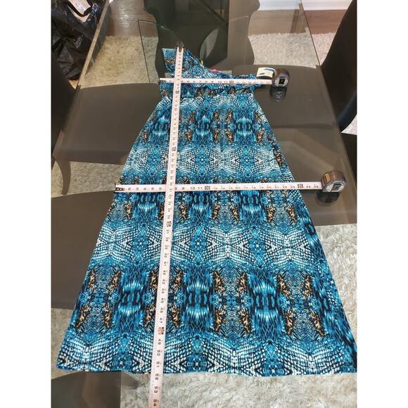 Mix & Co. Women's Blue Polyester One Shoulder Off Sleeveless Long Maxi Dress L - Picture 6 of 12